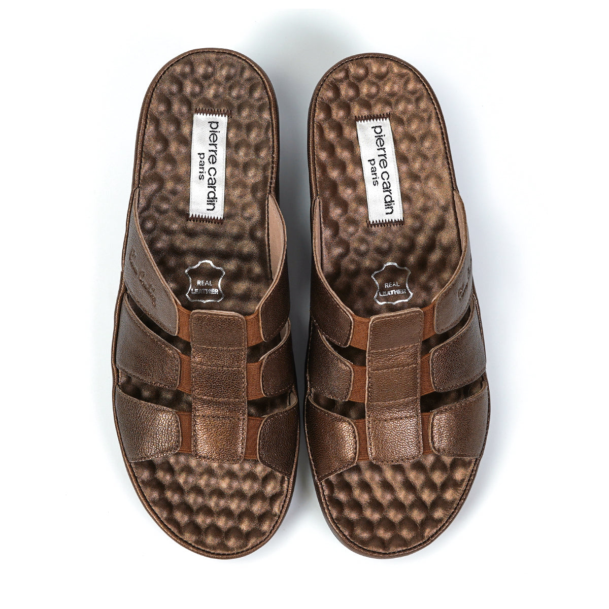 Pierre Cardin รองเท้าแตะหนังแท้ ทรงสวม สีแดงเบอร์รี่ ไซส์ 36–42 รุ่น 21SS245