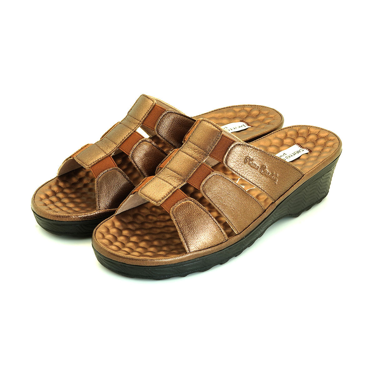 Pierre Cardin รองเท้าแตะหนังแท้ ทรงสวม สีแดงเบอร์รี่ ไซส์ 36–42 รุ่น 21SS245