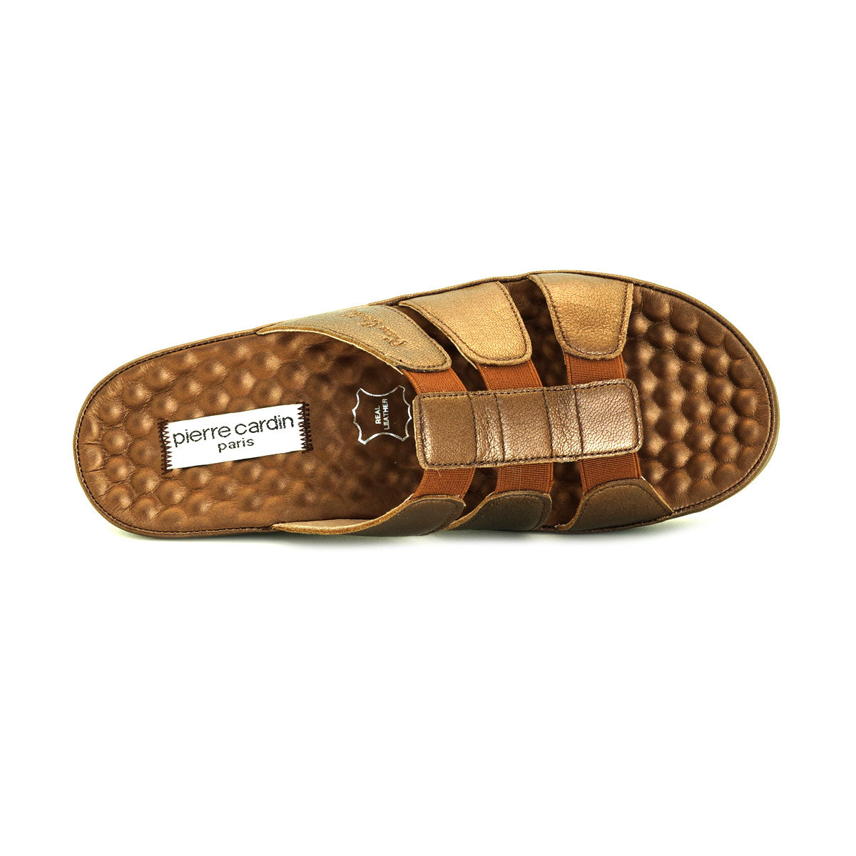 Pierre Cardin รองเท้าแตะหนังแท้ ทรงสวม สีแดงเบอร์รี่ ไซส์ 36–42 รุ่น 21SS245