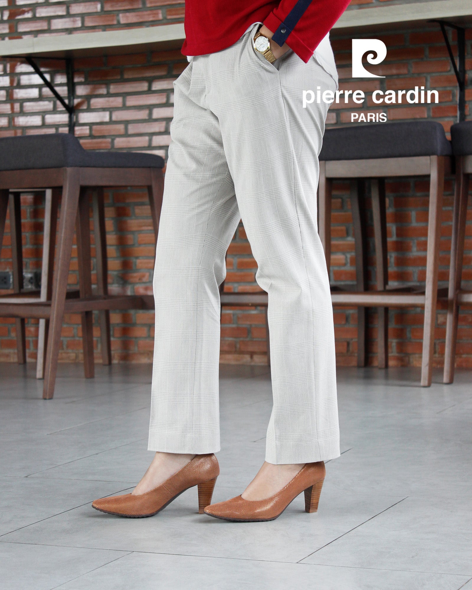 Pierre Cardin รองเท้าผู้หญิง รองเท้าส้นสูง รองเท้าส้นสูงทรง Pump นุ่มสบาย ผลิตจากหนังแท้ สีบรอนซ์ทอง ไซส์ | High-heels Shoes - 23WD315