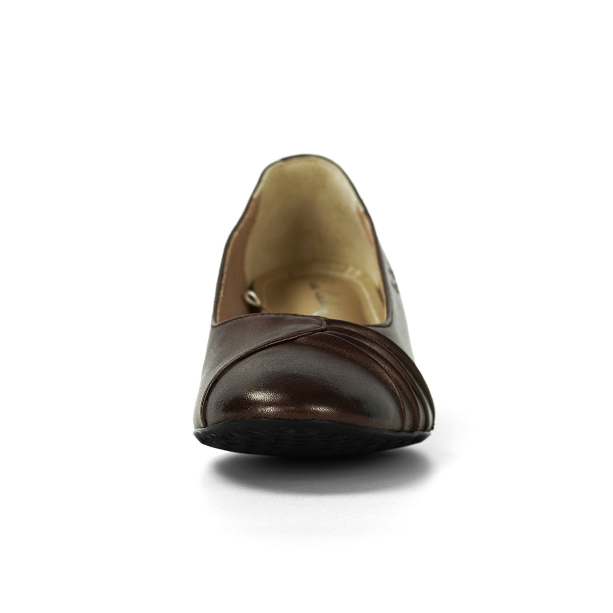 Pierre Cardin รองเท้าส้นกลาง Pump นุ่มสบาย ผลิตจากหนังแท้ สีบรอนซ์ทอง ไซส์ | High-heels Shoes - 23WD327