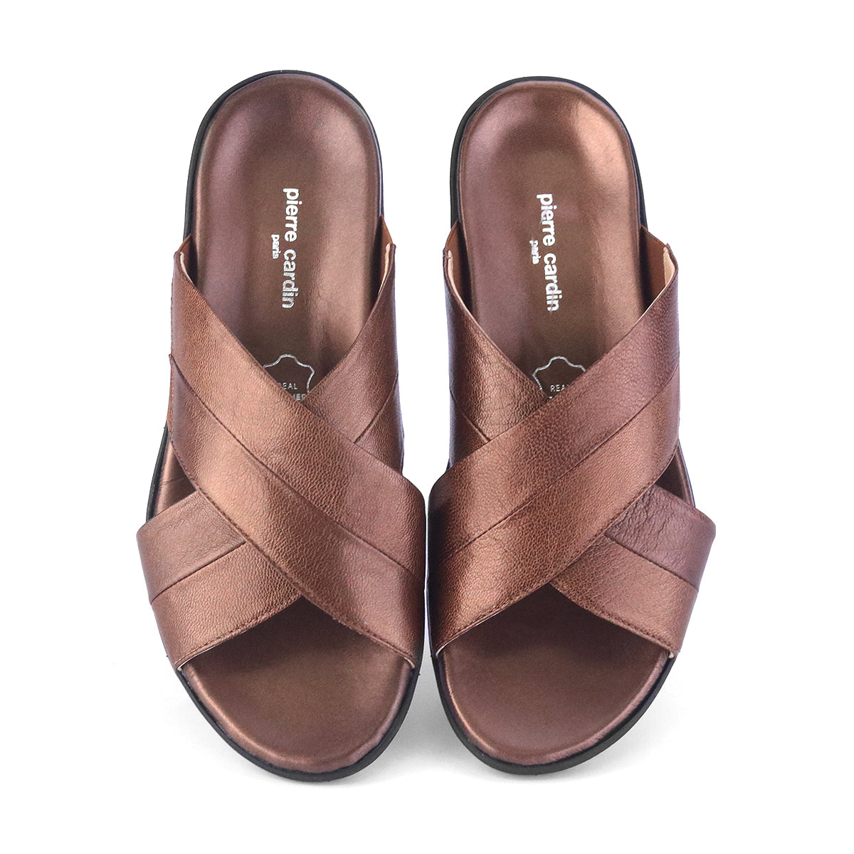 รองเท้าแตะผู้หญิง Pierre Cardin รองเท้าหนังแท้ ดีไซน์สายคาดไขว้ สวมใส่สบาย รุ่น 27SS437