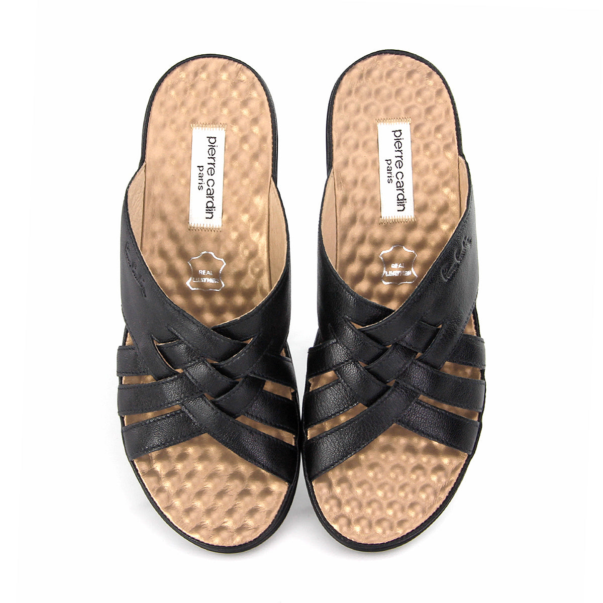 Pierre Cardin အမျိုးသမီးဖိနပ်၊ အမျိုးသမီး ပေါ့ပေါ့ပါးပါး ခြေညှပ်ဖိနပ်၊ ဖနောင့်ပြားဖိနပ်၊ နူးညံ့ပြီး သက်တောင့်သက်သာ၊ စစ်မှန်သော သားရေဖြင့် ပြုလုပ်ထားသည့် အရွယ်အစား 28SS158