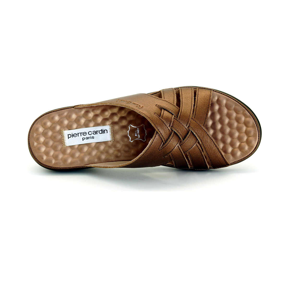 Pierre Cardin รองเท้าผู้หญิง รองเท้าแตะแบบลำลองหญิง รองเท้าส้นแบนแบบรัดส้น นุ่มสบาย ผลิตจากหนังแท้ ไซส์ 28SS158