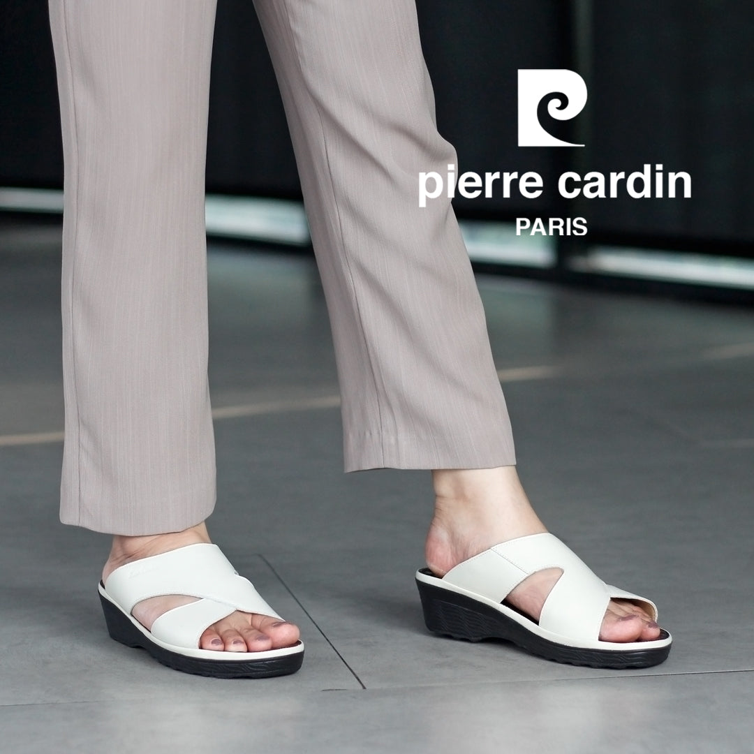 Pierre Cardin အမျိုးသမီးခြေနင်း၊ စစ်မှန်သောသားရေ၊ နူးညံ့ပြီး သက်တောင့်သက်သာရှိသော၊ ကြိုးများပါသော၊ အဖြူရောင်၊ မော်ဒယ် 26SS409