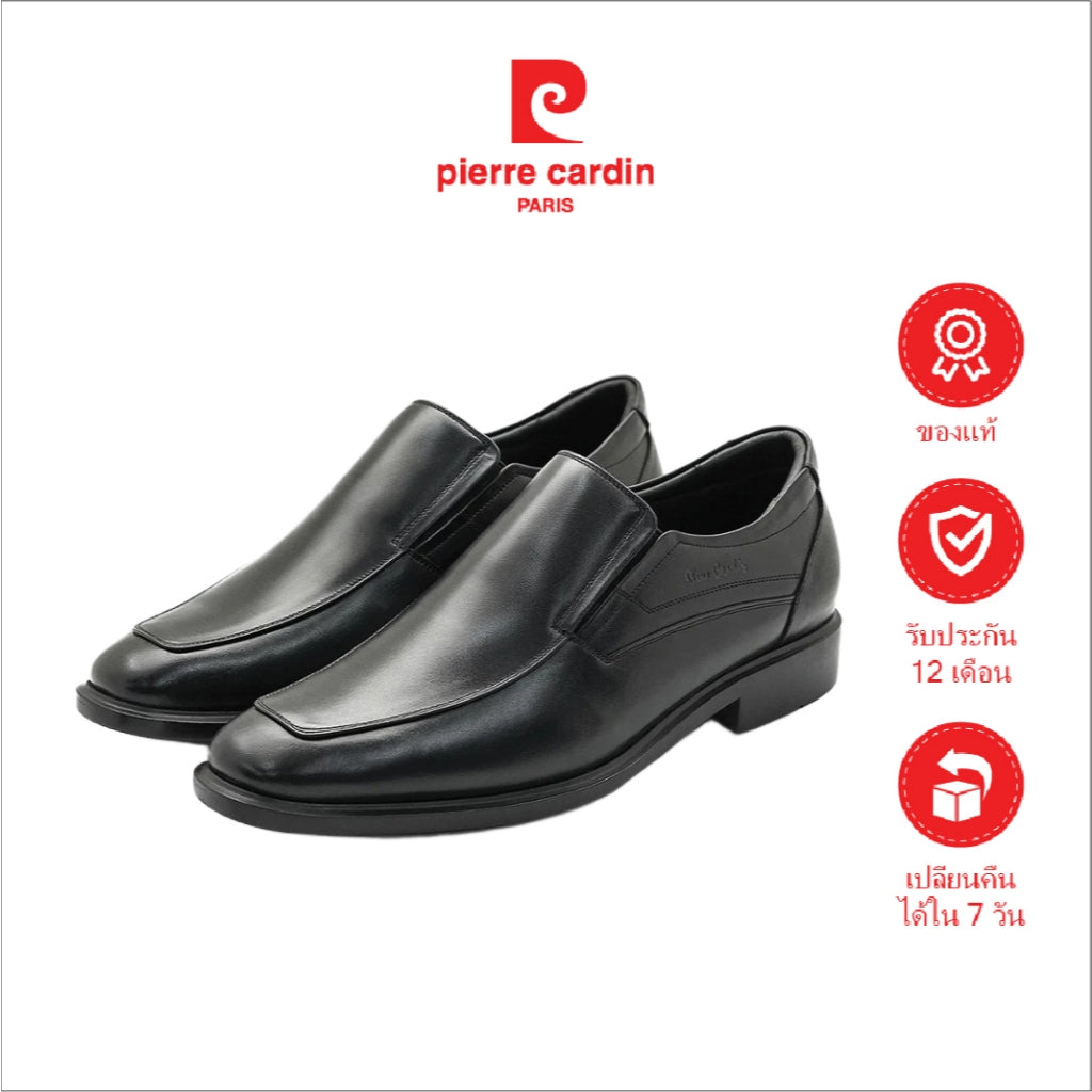 Pierre Cardin รองเท้าผู้ชาย รองเท้าทางการ นุ่มสบาย ผลิตจากหนังเเท้ สีดำ รุ่น 80TD124