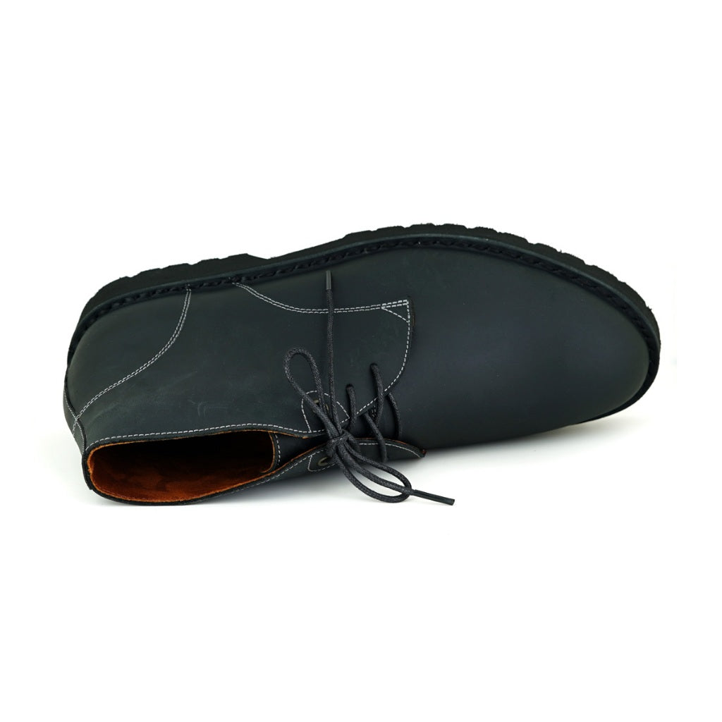 Pierre Cardin รองเท้าผู้ชาย รองเท้าบูท แบบสวมหุ้มข้อ, นุ่มสบาย ผลิตจากหนังแท้ สีดำ รุ่น 84JC172