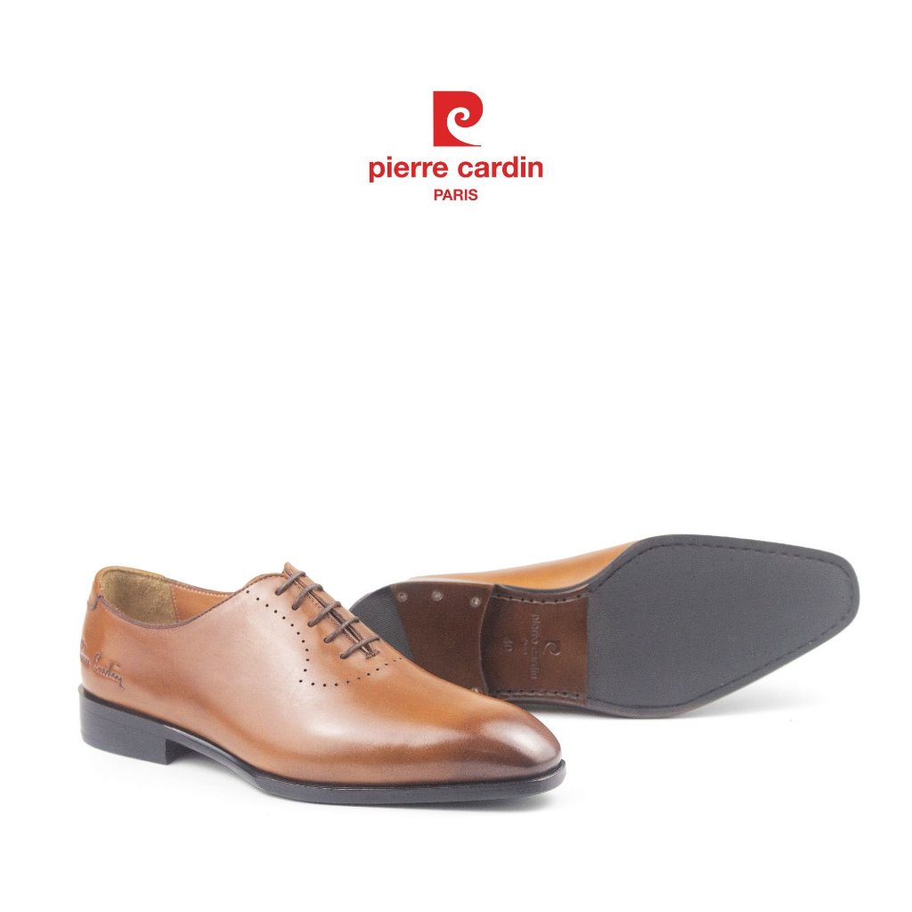 รองเท้าหนังผู้ชาย Pierre Cardin ทรง Wholecut Oxford หนังวัวแท้ พื้นเย็บหนังทำมือ ดีไซน์ขัดเงาหรูหรา รุ่น 365