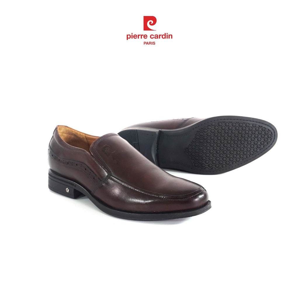 รองเท้าหนังผู้ชาย Pierre Cardin แบบ Loafer หนังวัวนัปป้าพรีเมียม พื้นหนังทำมือ ลายเจาะรู รุ่น 354