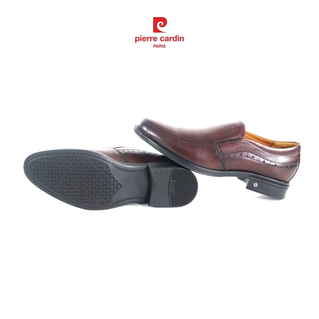 รองเท้าหนังผู้ชาย Pierre Cardin แบบ Loafer หนังวัวนัปป้าพรีเมียม พื้นหนังทำมือ ลายเจาะรู รุ่น 354