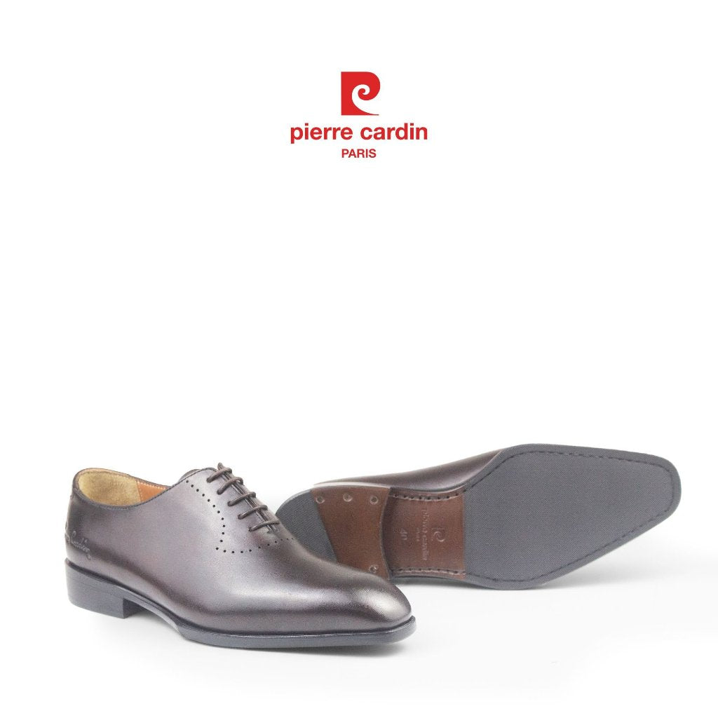 รองเท้าหนังผู้ชาย Pierre Cardin ทรง Wholecut Oxford หนังวัวแท้ พื้นเย็บหนังทำมือ ดีไซน์ขัดเงาหรูหรา รุ่น 365