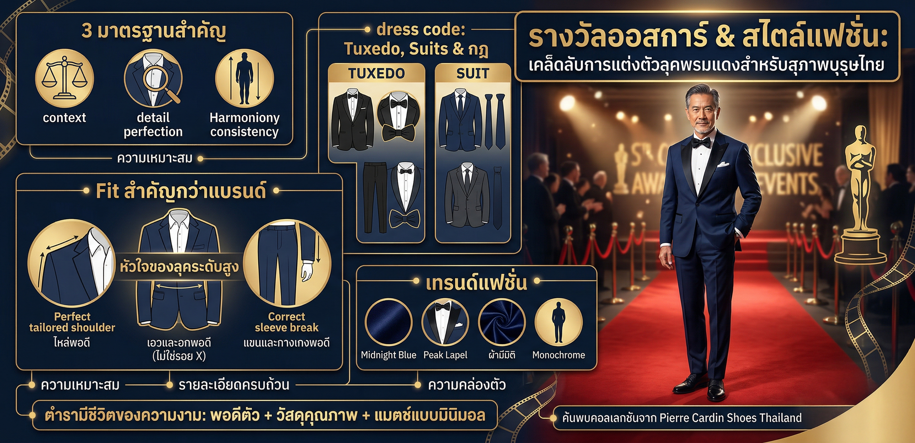 รางวัลออสการ์ & สไตล์แฟชั่น: เคล็ดลับการแต่งตัวลุคพรมแดงสำหรับสุภาพบุรุษไทย