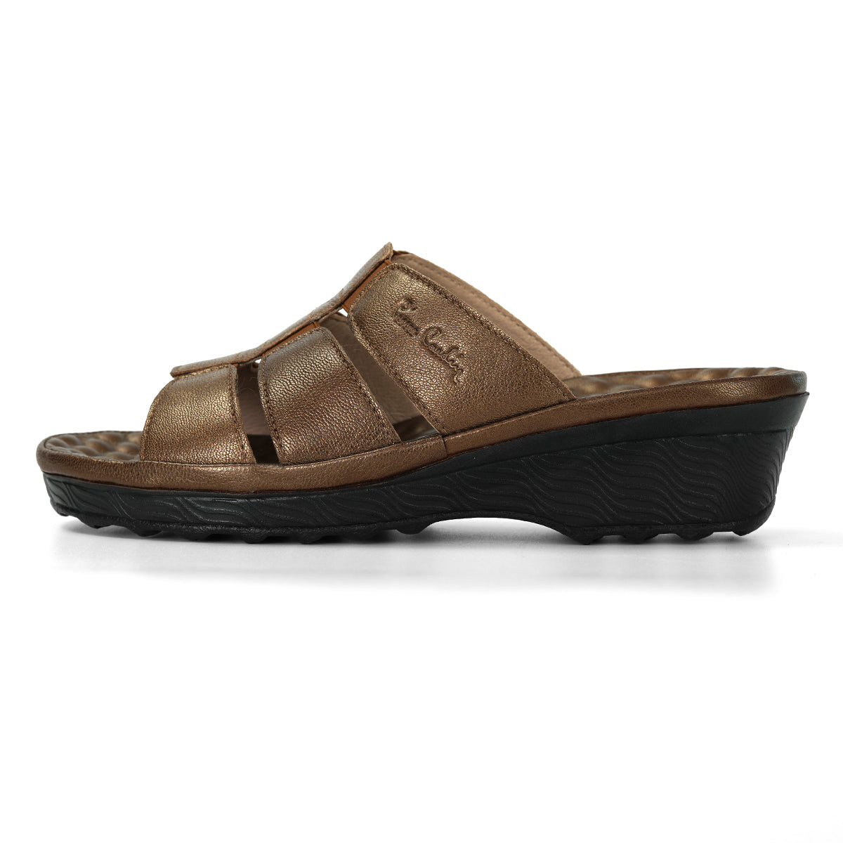 Pierre Cardin รองเท้าแตะหนังแท้ ทรงสวม สีแดงเบอร์รี่ ไซส์ 36–42 รุ่น 21SS245