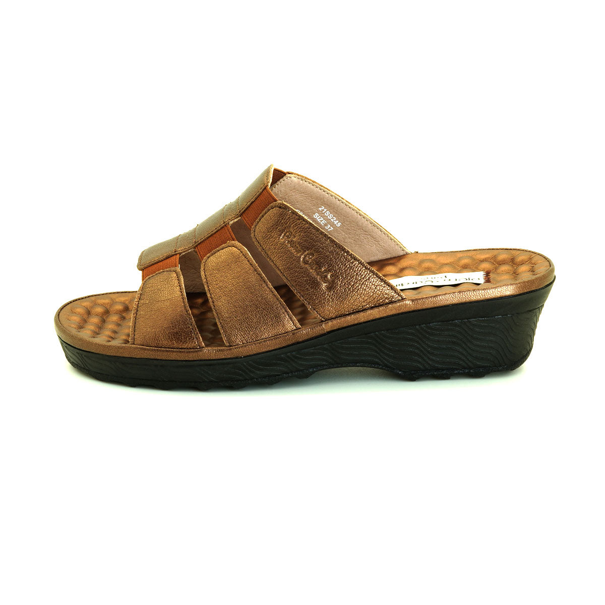 Pierre Cardin รองเท้าแตะหนังแท้ ทรงสวม สีแดงเบอร์รี่ ไซส์ 36–42 รุ่น 21SS245