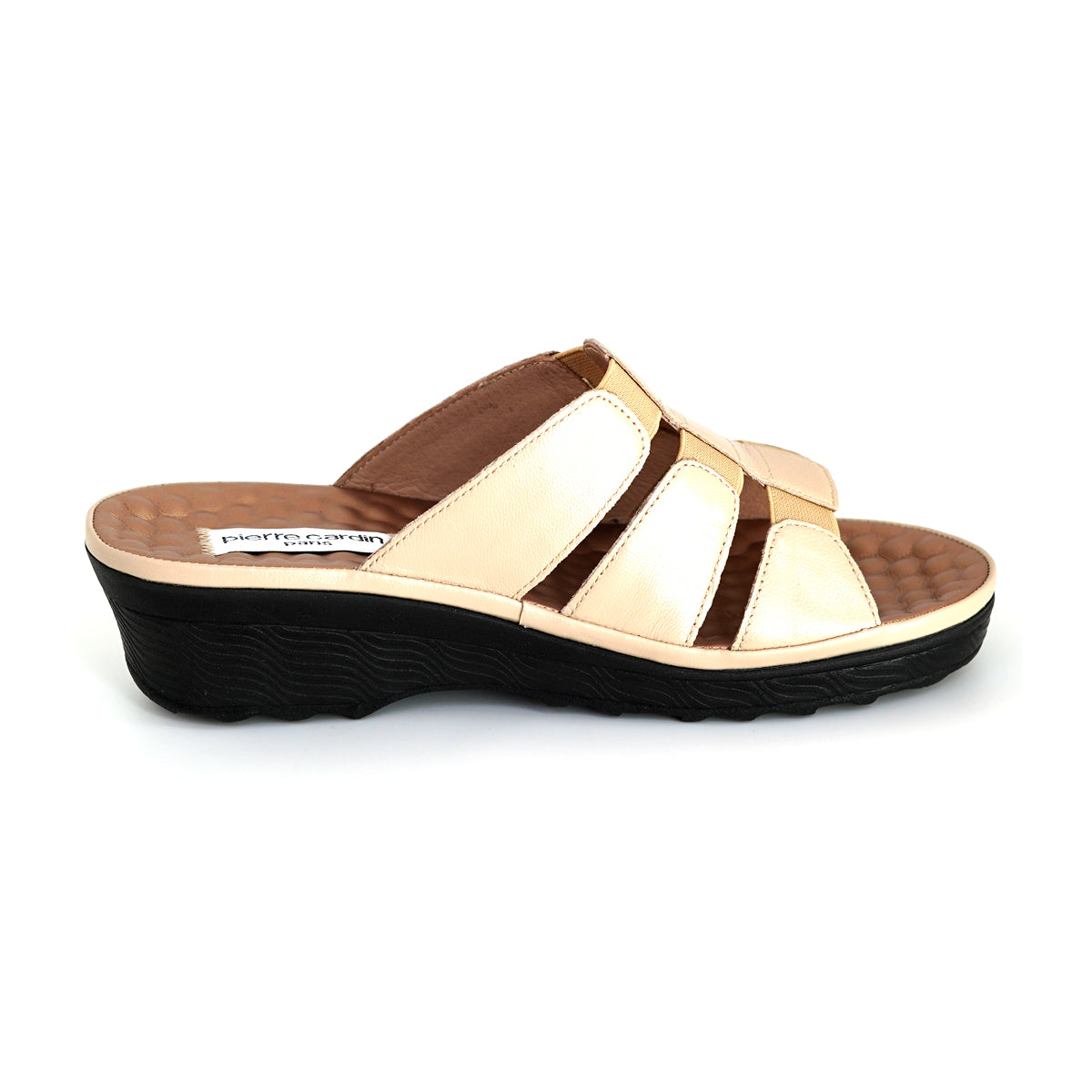 Pierre Cardin รองเท้าแตะหนังแท้ ทรงสวม สีแดงเบอร์รี่ ไซส์ 36–42 รุ่น 21SS245