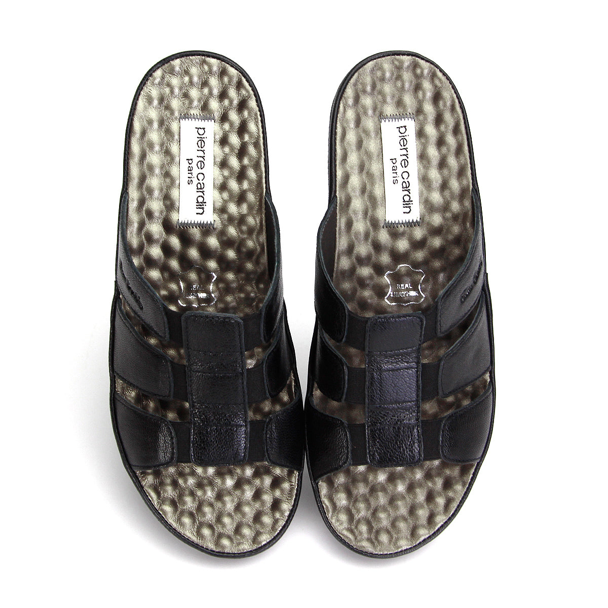 Pierre Cardin รองเท้าแตะหนังแท้ ทรงสวม สีแดงเบอร์รี่ ไซส์ 36–42 รุ่น 21SS245