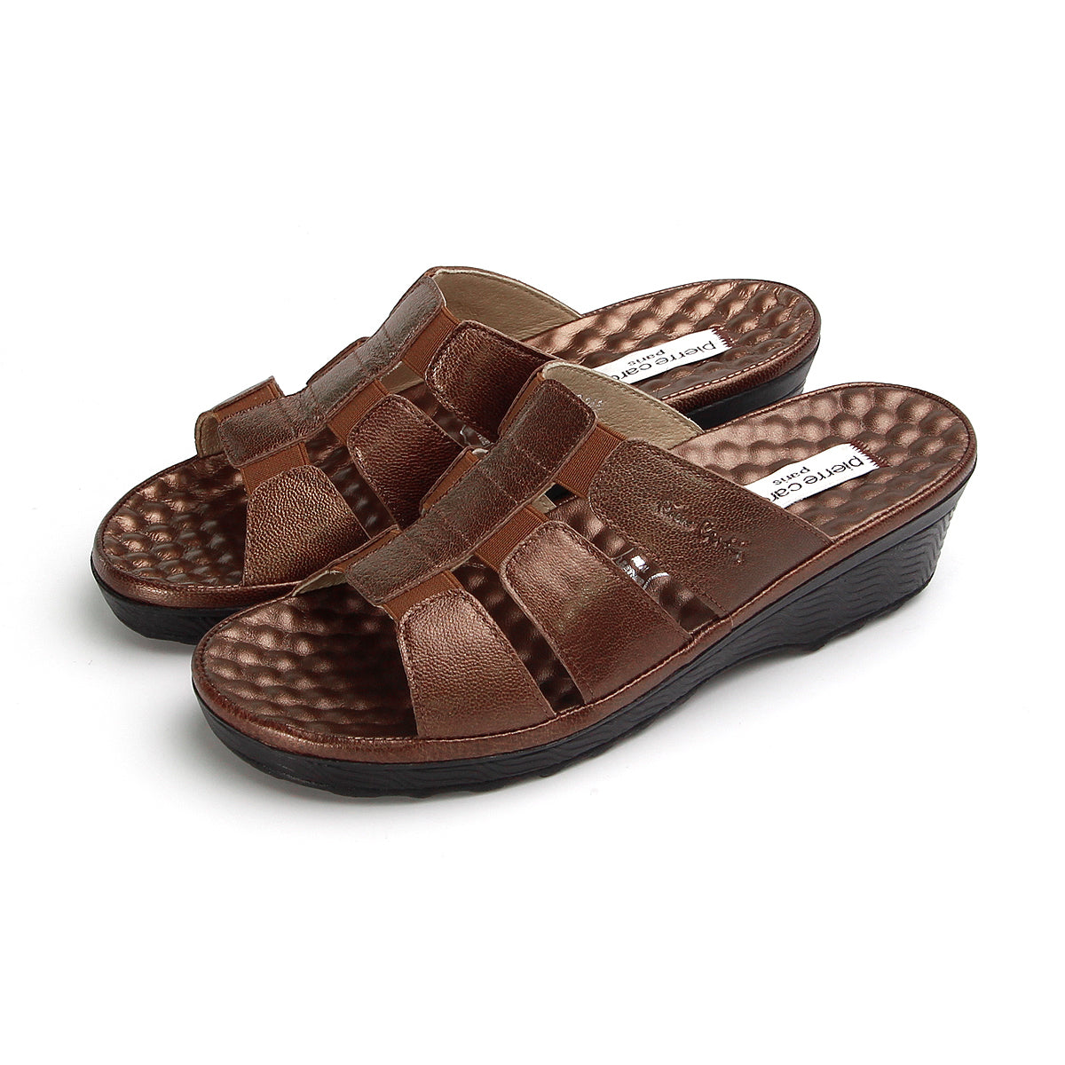 Pierre Cardin รองเท้าแตะหนังแท้ ทรงสวม สีแดงเบอร์รี่ ไซส์ 36–42 รุ่น 21SS245