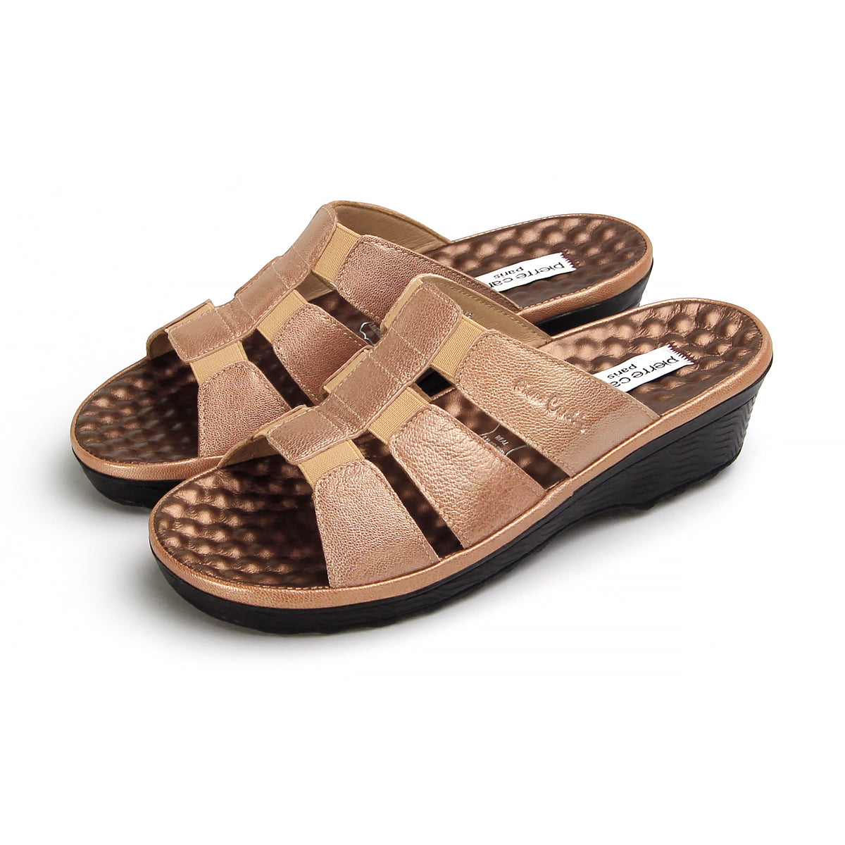 Pierre Cardin รองเท้าแตะหนังแท้ ทรงสวม สีแดงเบอร์รี่ ไซส์ 36–42 รุ่น 21SS245