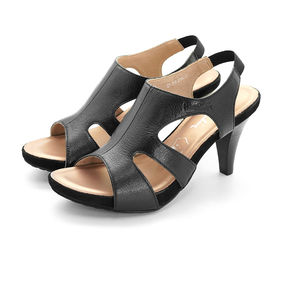 Pierre Cardin รองเท้าผู้หญิง รองเท้าส้นสูง นุ่มสบาย ผลิตจากหนังแท้ สีบรอนซ์ทอง รุ่น 21SS256