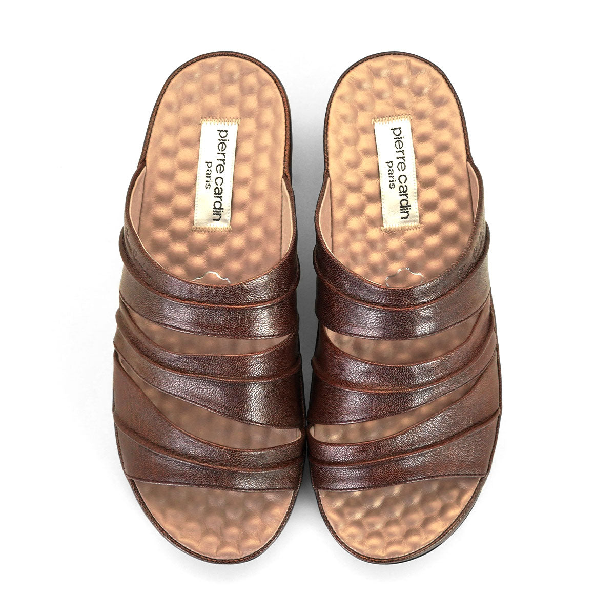 Pierre Cardin အမျိုးသမီးဖိနပ်များ၊ ခြေညှပ်ဖိနပ်များ၊ ပြားချပ်ချပ်ဖိနပ်များ၊ နူးညံ့ပြီး သက်တောင့်သက်သာရှိသော၊ စစ်မှန်သောသားရေ၊ အညိုရောင်၊ မော်ဒယ် 22SS254 