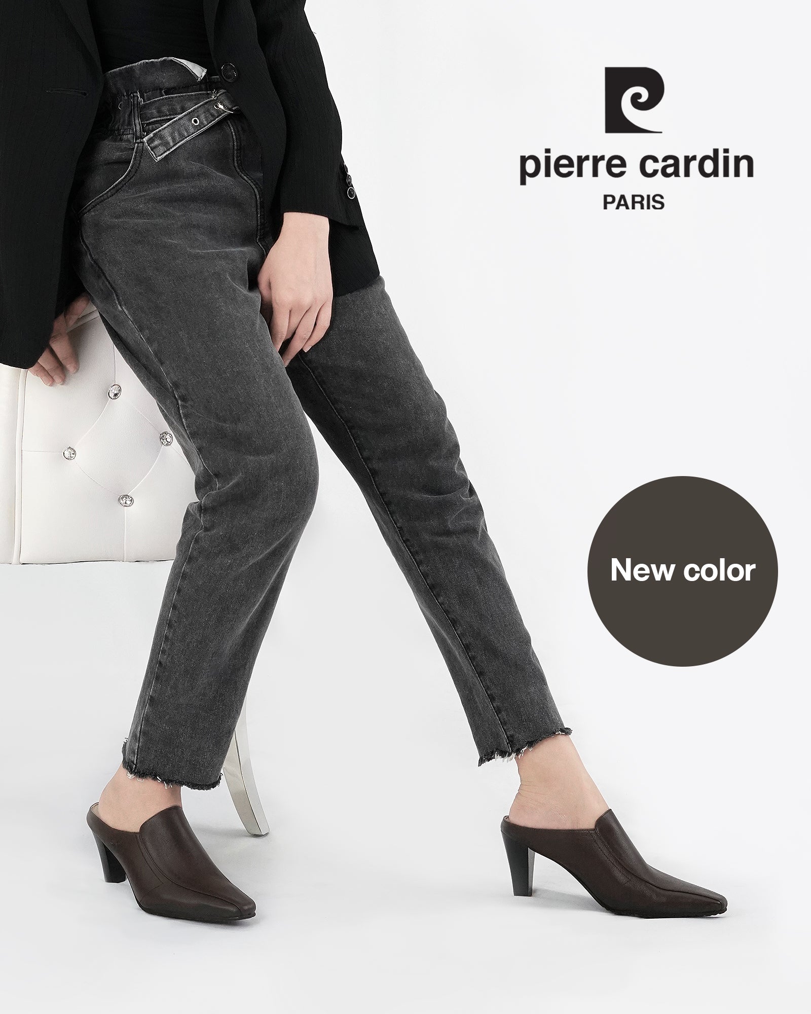 Pierre Cardin มิวส์ส้นสูงสีแดง รุ่น 23SC302