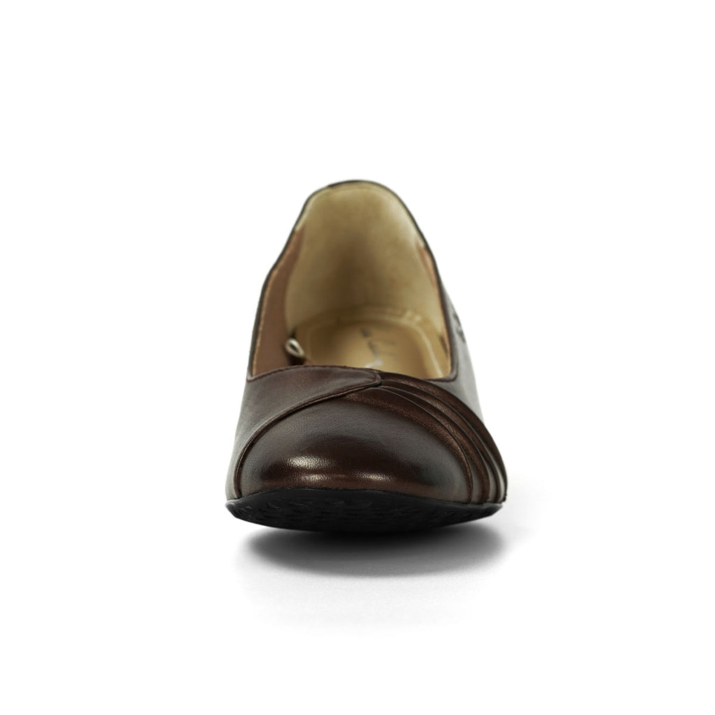 Pierre Cardin Mid-Heel Pumps၊ သက်တောင့်သက်သာရှိပြီး နူးညံ့သော သားရေစစ်စစ်၊ ကြေး-ရွှေရောင်၊ အရွယ်အစား | ဒေါက်မြင့်ဖိနပ် - 23WD327