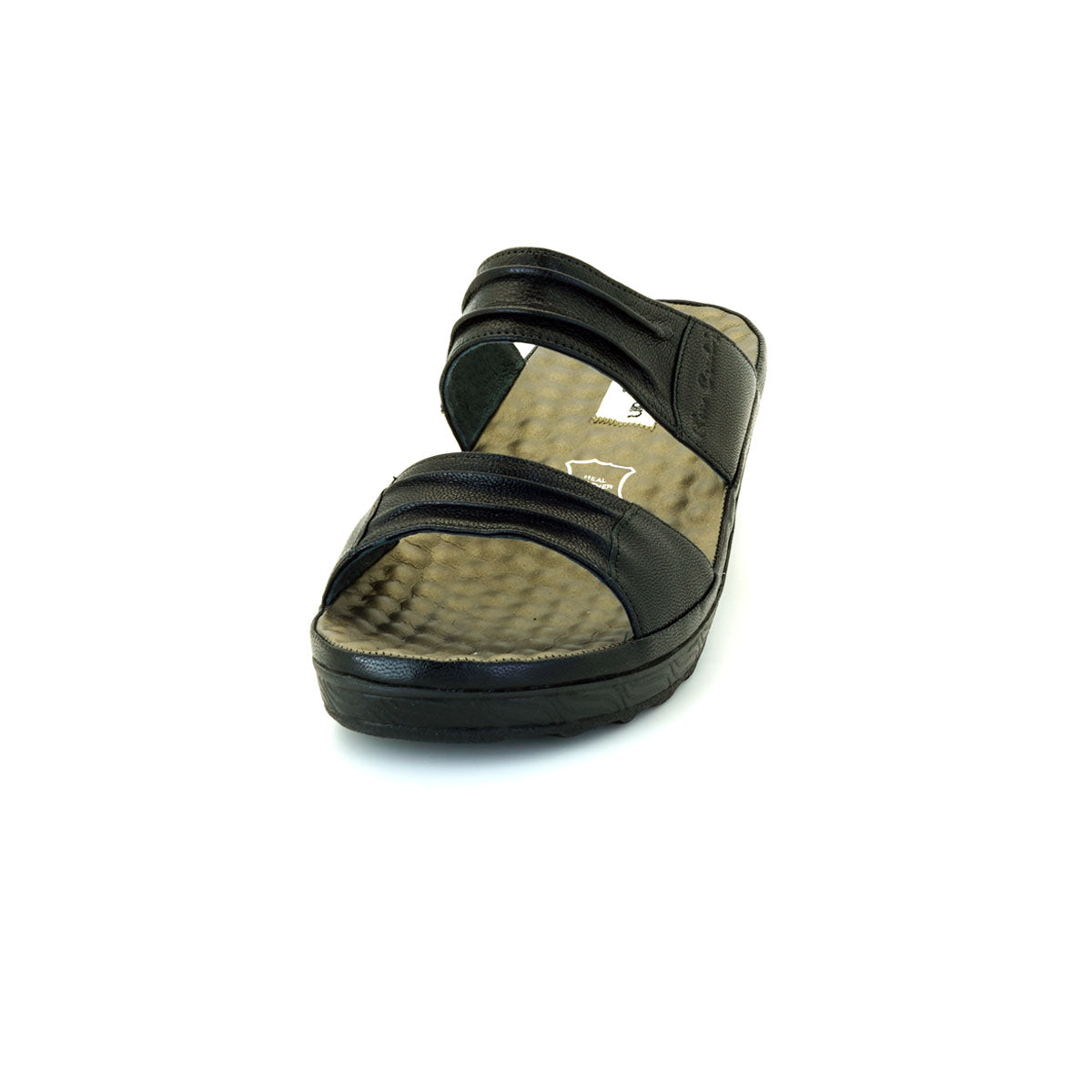 Pierre Cardin รองเท้าผู้หญิง รองเท้าแตะ รองเท้าแตะส้นแบน นุ่มสบาย ผลิตจากหนังแท้ สีดำ รุ่น24SS342