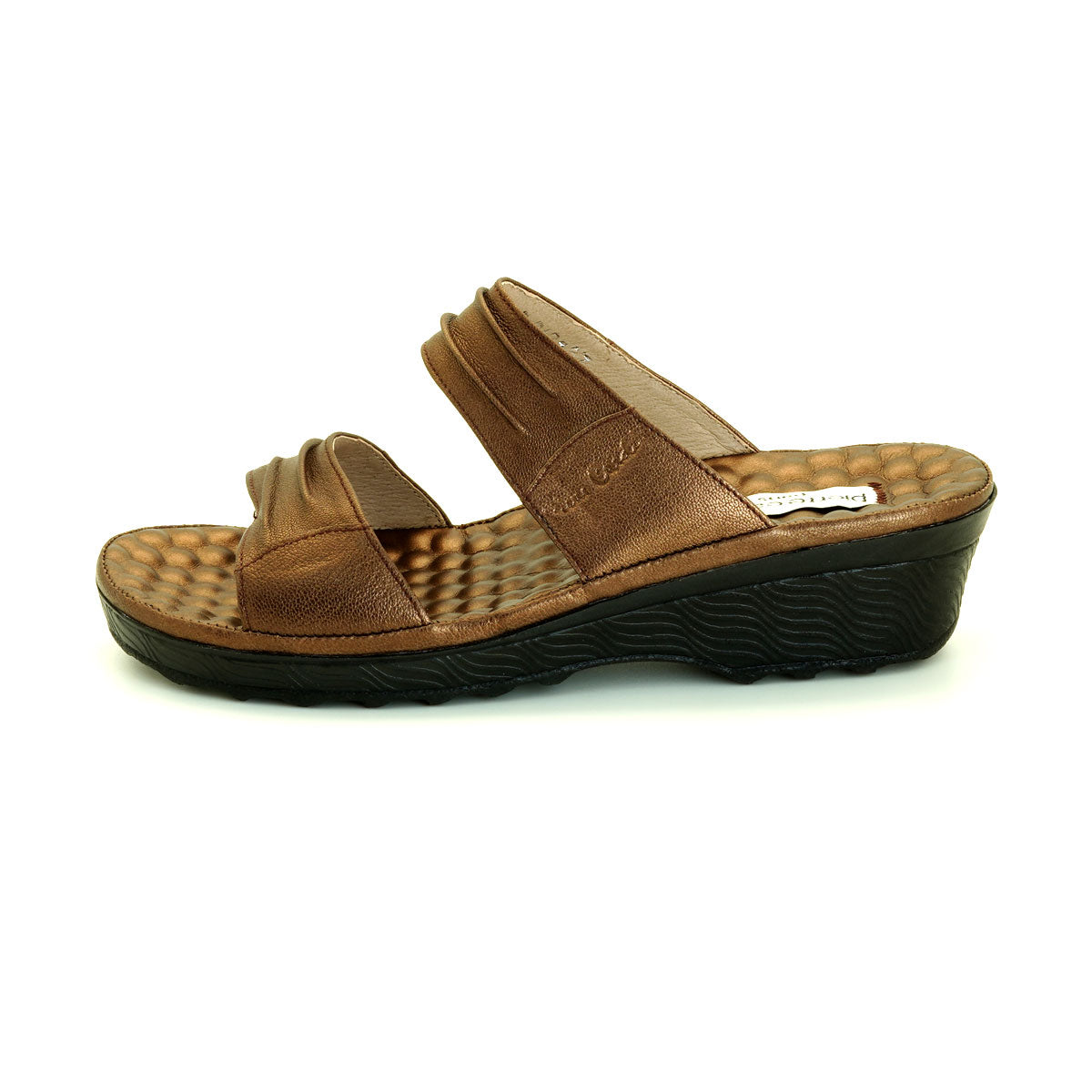 Pierre Cardin รองเท้าผู้หญิง รองเท้าแตะ รองเท้าแตะส้นแบน นุ่มสบาย ผลิตจากหนังแท้ สีดำ รุ่น24SS342