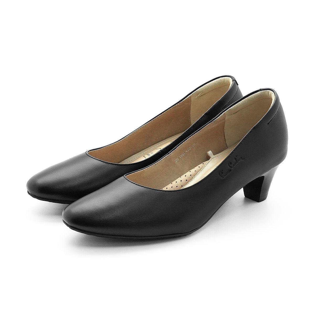 Pierre Cardin အမျိုးသမီး ဒေါက်မြင့်ဖိနပ်၊ နူးညံ့ပြီး သက်တောင့်သက်သာရှိသော သားရေစစ်စစ်၊ အနက်ရောင်၊ မော်ဒယ် 26WD422 