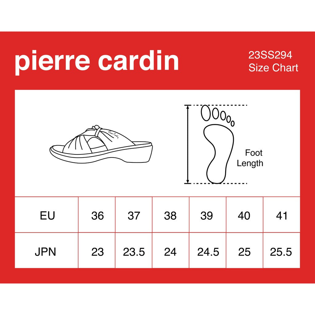 Pierre Cardin รองเท้าผู้หญิง รองเท้าแตะเพื่อสุขภาพ นุ่มสบาย ผลิตจากหนังแท้ สีดำ รุ่น 23SS294