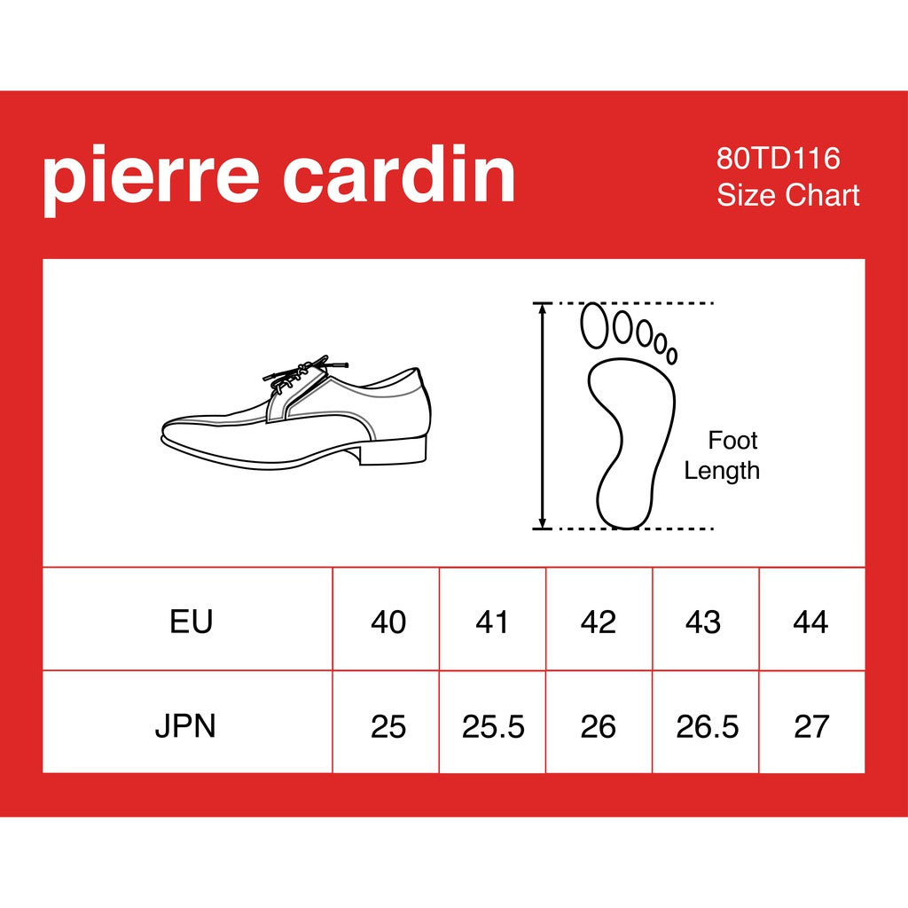 Pierre Cardin รองเท้าผู้ชาย รองเท้าหนังแบบผูกเชือก นุ่มสบาย ผลิตจากหนังแท้ สีดำ รุ่น 80TD116