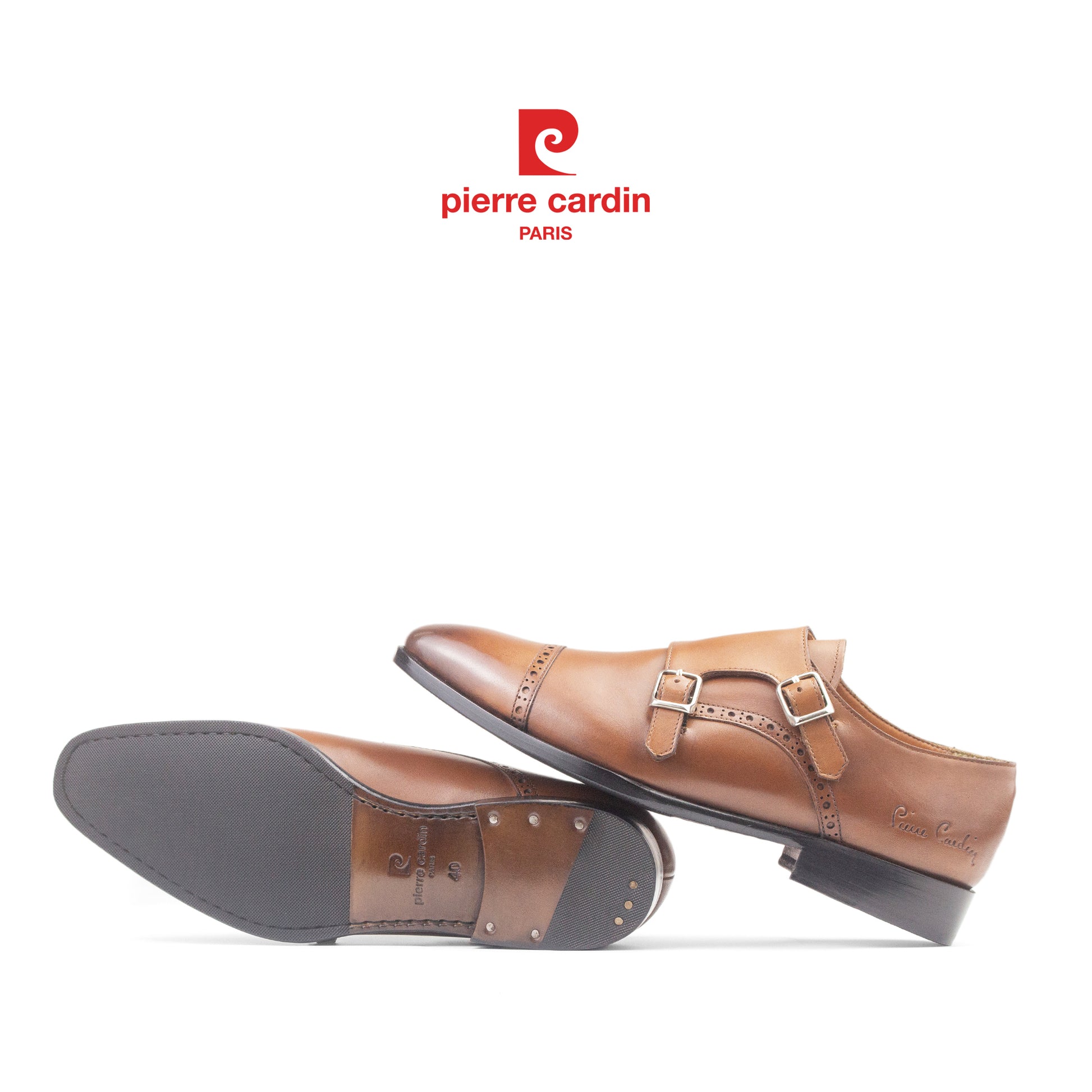 Pierre Cardin ပရီမီယံနှစ်ထပ်ဘုန်းကြီးဝတ် အမျိုးသားသားရေဖိနပ် - PCMFWLH 363