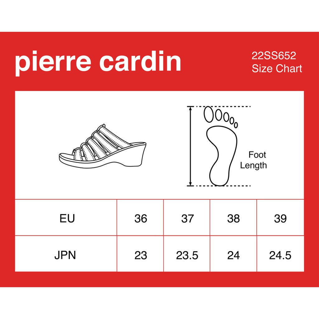 [Size 36-39] Pierre Cardin รองเท้าผู้หญิง รองเท้าแตะ อื่นๆ นุ่มสบาย ผลิตจากหนังแท้ สีดำ รุ่น 22SS652
