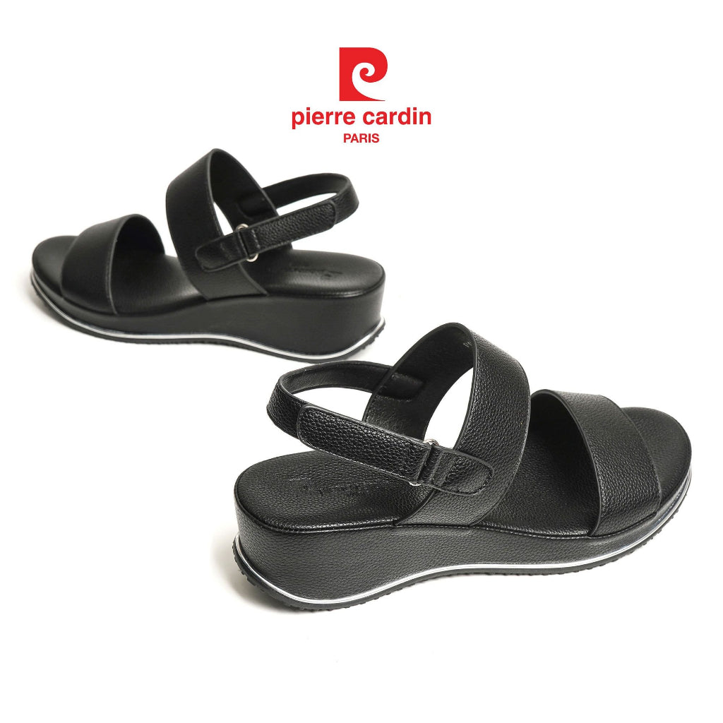 ဖိနပ်ချုပ်ဒန်အမျိုးသမီး Pierre Cardin หนัง PU အရည်အသွေးမြင့် တေးဂီတအဖွဲ့ နှင့် สายลัด ส้นสูง 6 ซม. မော်ဒယ် 270