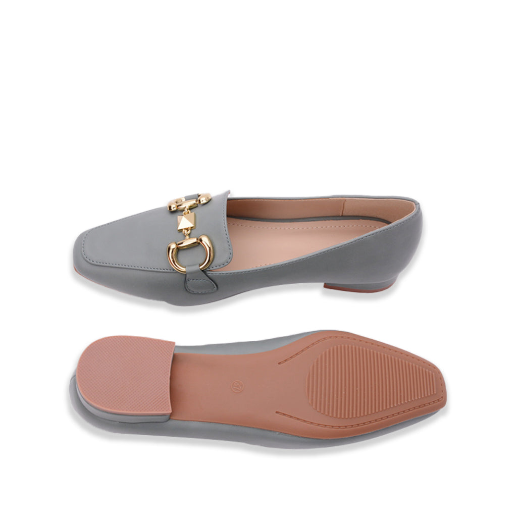 รองเท้าบัลเล่ต์ผู้หญิง Pierre Cardin หนังนุ่มสบายพื้นสูง 2 ซม. สายรัดแฟชั่น မနာကျင်အောင် รุ่น 254