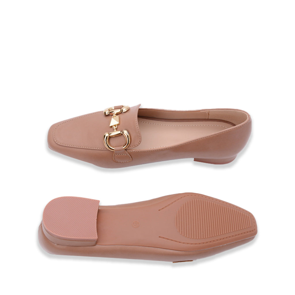 รองเท้าบัลเล่ต์ผู้หญิง Pierre Cardin หนังนุ่มสบายพื้นสูง 2 ซม. สายรัดแฟชั่น မနာကျင်အောင် รุ่น 254