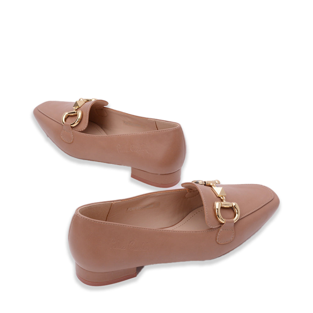 รองเท้าบัลเล่ต์ผู้หญิง Pierre Cardin หนังนุ่มสบายพื้นสูง 2 ซม. สายรัดแฟชั่น မနာကျင်အောင် รุ่น 254