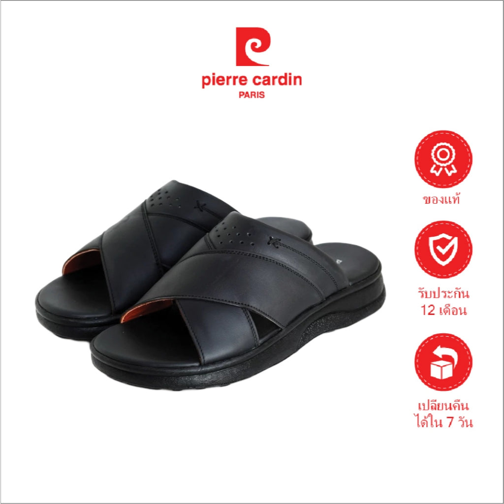 [Size 40 - 45] รองเท้าแตะผู้ชาย Pierre Cardin หนังแท้ พื้นยางกันลื่น ดีไซน์สายคาดไขว้ - รุ่น 84JS178