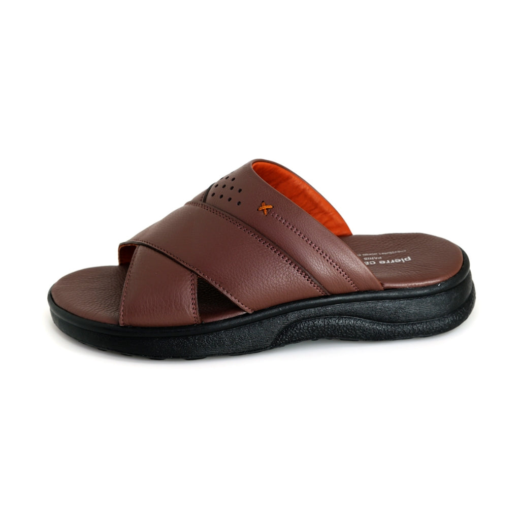 [Size 40 - 45] รองเท้าแตะผู้ชาย Pierre Cardin หนังแท้ พื้นยางกันลื่น ดีไซน์สายคาดไขว้ - รุ่น 84JS178