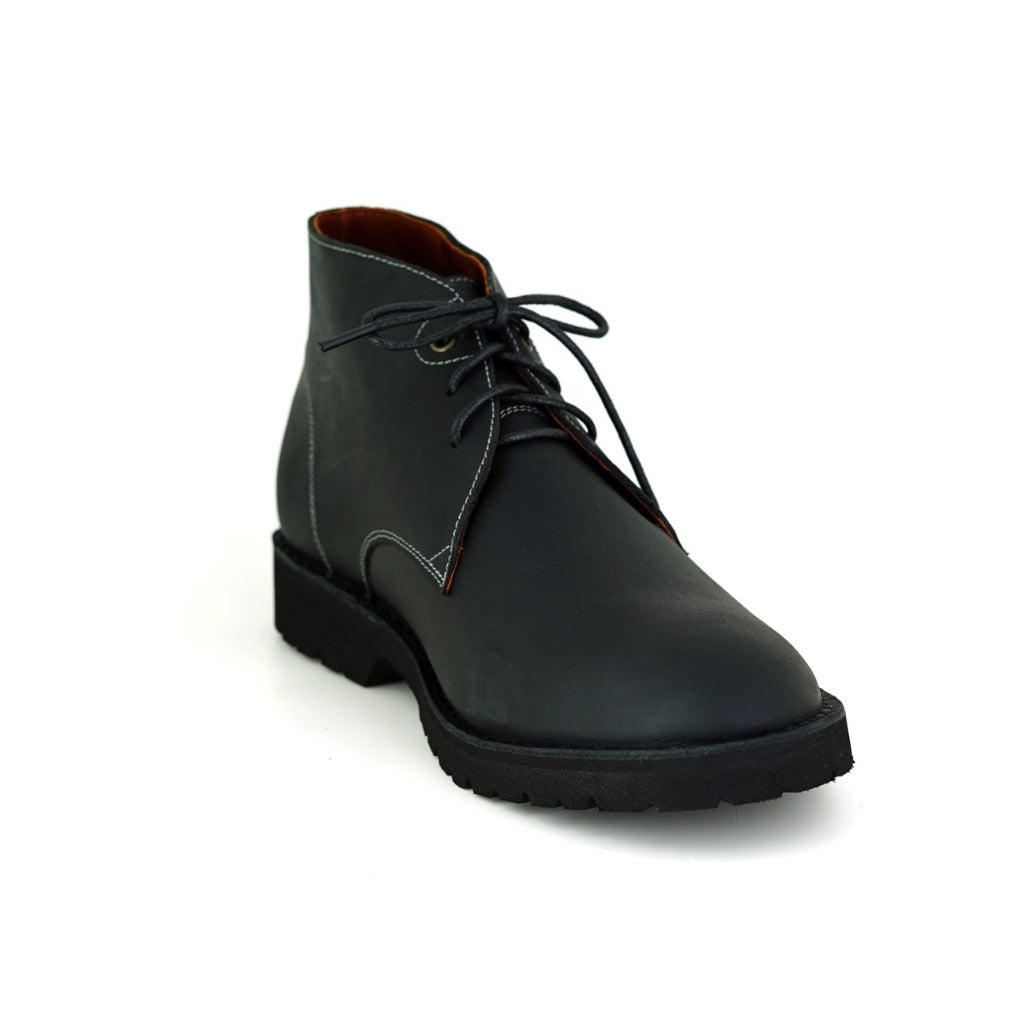 Pierre Cardin รองเท้าผู้ชาย รองเท้าบูท แบบสวมหุ้มข้อ, นุ่มสบาย ผลิตจากหนังแท้  สีดำ รุ่น 84JC172