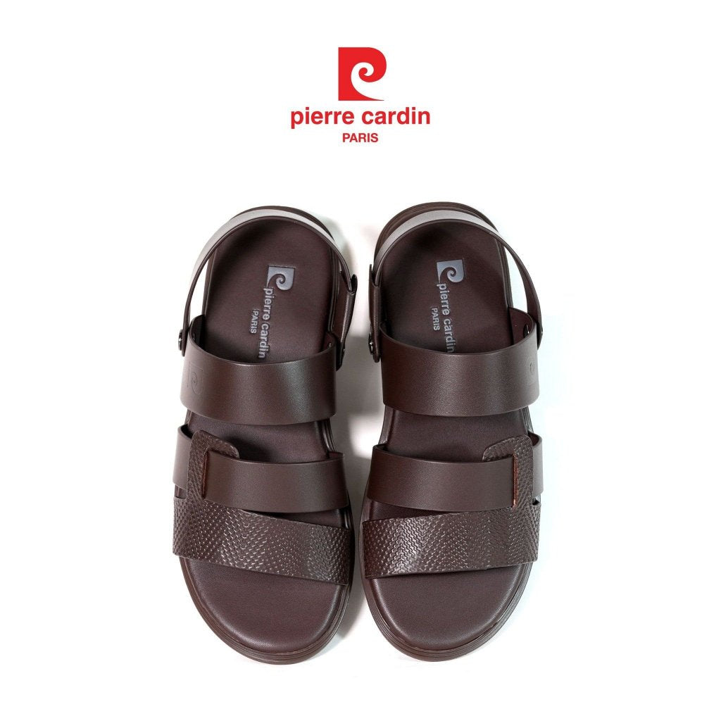 [ใหม่] รองเท้าแตะผู้ชาย Pierre Cardin หนังวัวแท้ ดีไซน์สายคาดข้าง พื้นยางธรรมชาติสูง 165