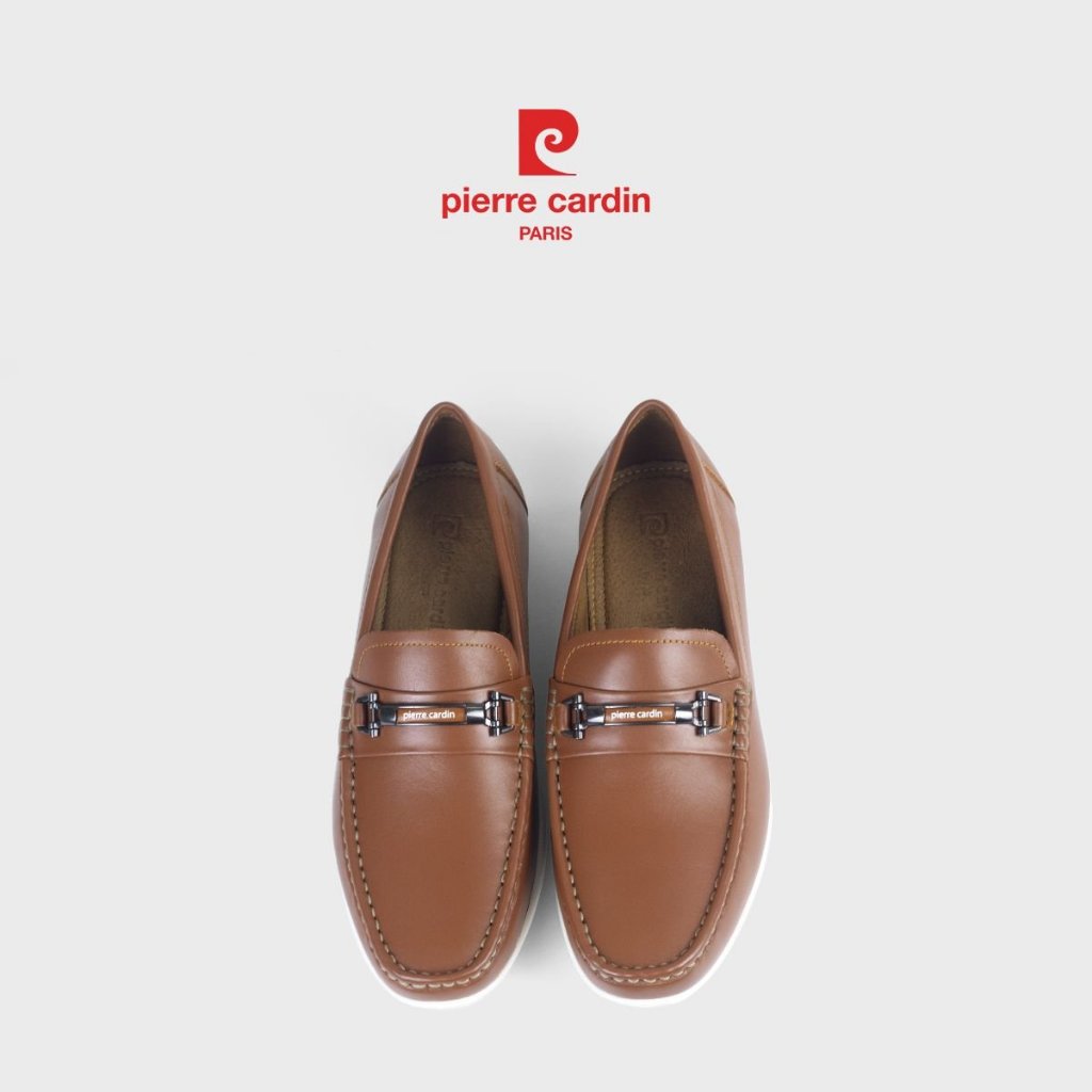 [ใหม่] รองเท้าหนังสลิปออนผู้ชาย Pierre Cardin หนังวัวแท้ ตกแต่งตัวล็อกโลหะหรูหรา พื้นยางกันลื่น รุ่น 527