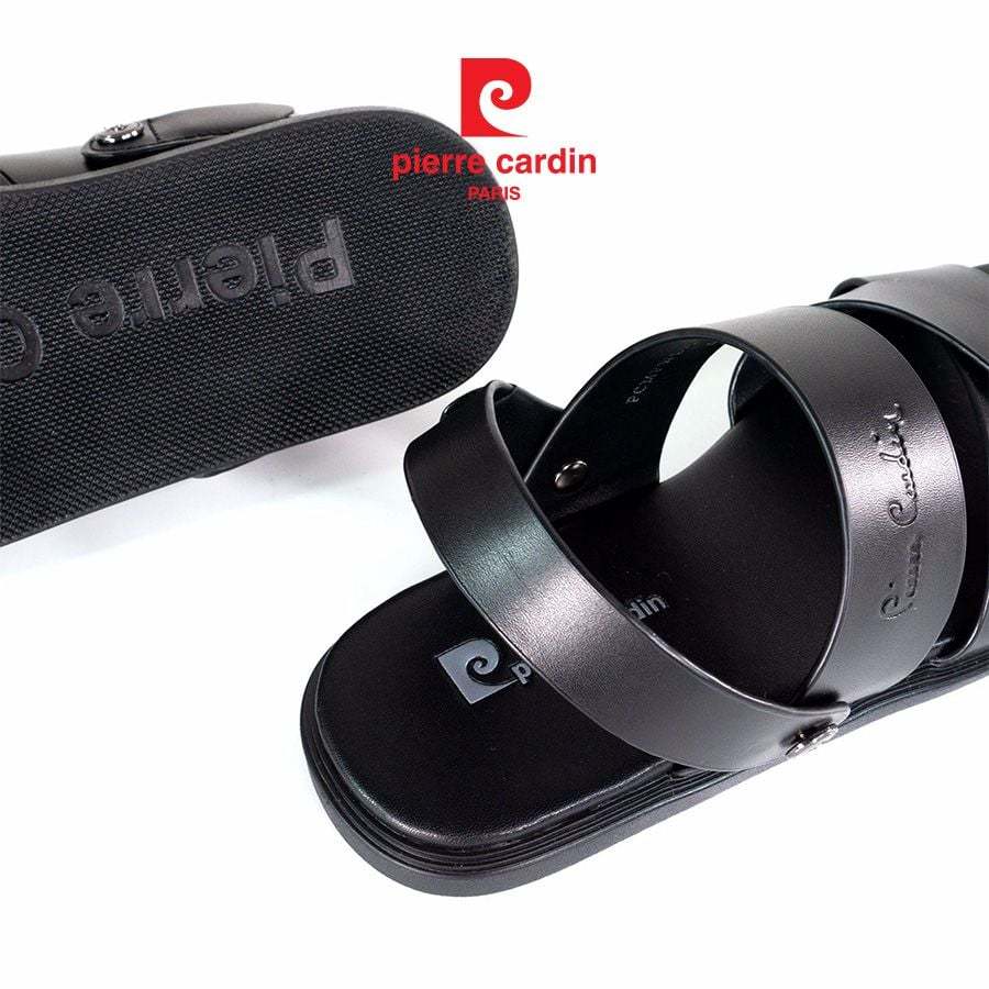 [ใหม่] รองเท้าแตะผู้ชาย Pierre Cardin ดีไซน์สายไขว้ พร้อมสายรัดหลัง หนังพรีเมียม พื้นยาง รุ่น 159