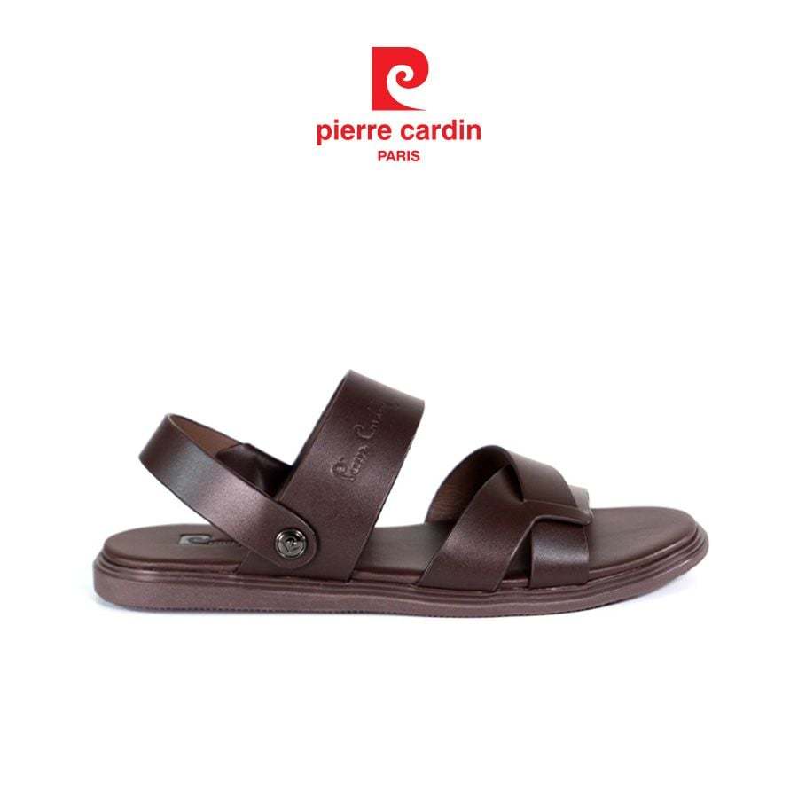 [ใหม่] รองเท้าแตะผู้ชาย Pierre Cardin ดีไซน์สายไขว้ พร้อมสายรัดหลัง หนังพรีเมียม พื้นยาง รุ่น 159